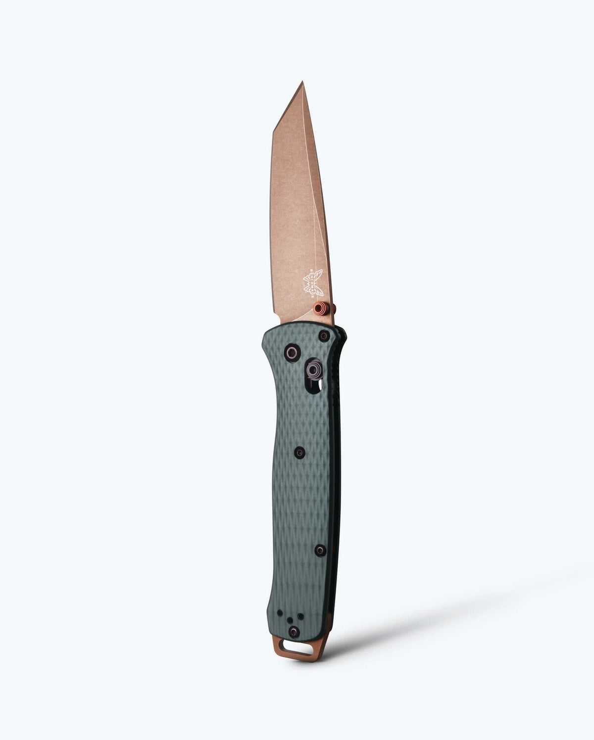 Benchmade Bailout Knife in Taiga Green with Tanto blade, showcasing its compact, tactical design and sturdy handle.