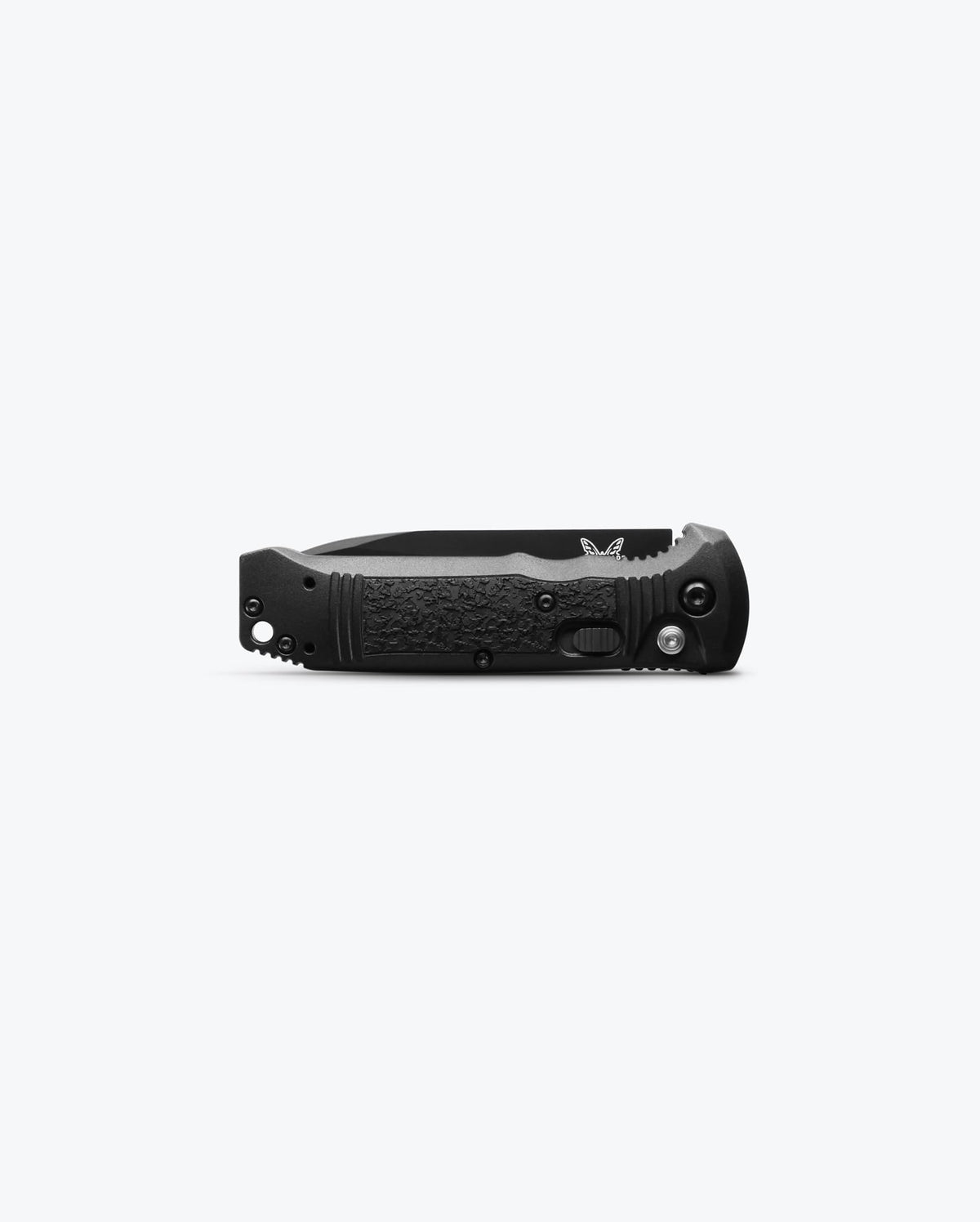 Benchmade Casbah® knife with black Grivory® handle and stainless steel blade, showcasing its compact, tactical design.