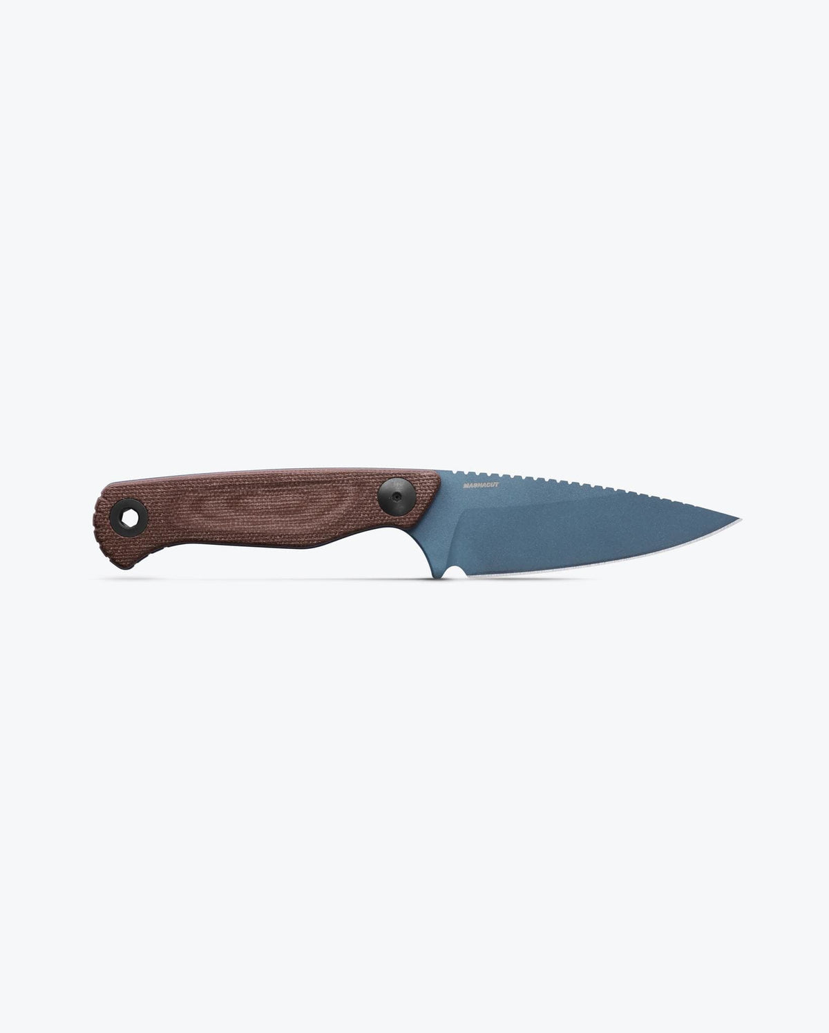 Benchmade Dacian knife with brown Canvas Micarta handle and spear-point blade, showcasing its detailed craftsmanship.
