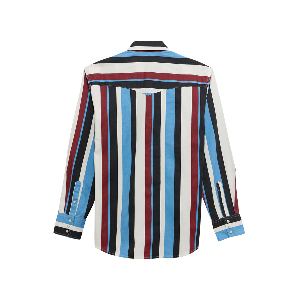 Boys' Wrangler Vintage Brushpopper long sleeve shirt in blue multi with button closure and plaid pattern, casual and stylish.