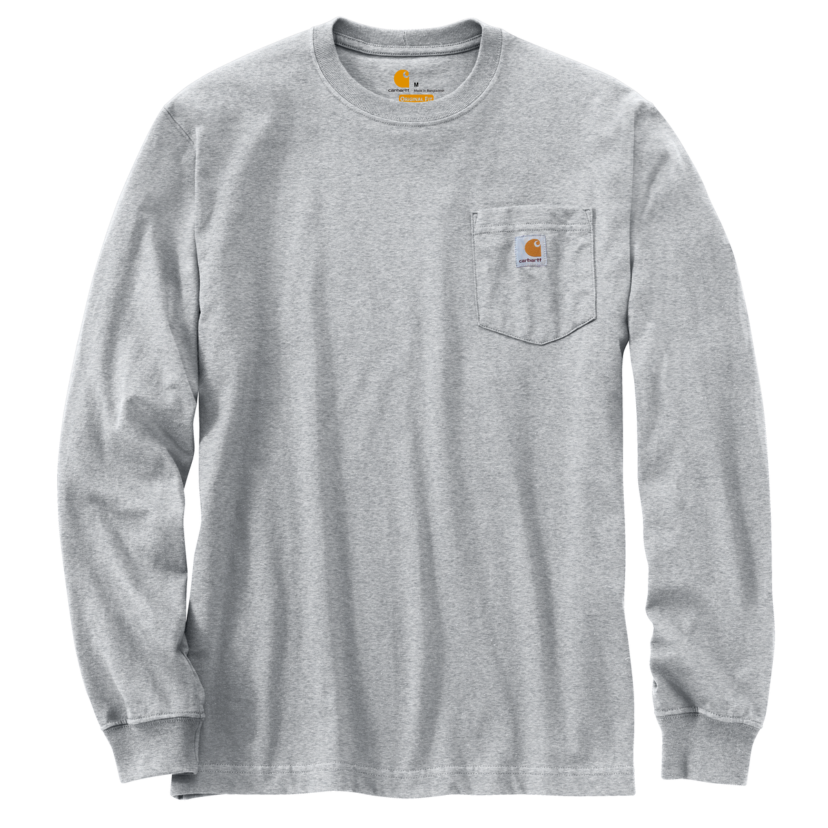 Carhartt Men's Dearborn Loose LS T-Shirt in Heather Gray, long-sleeve casual t-shirt with a comfortable fit and soft fabric.