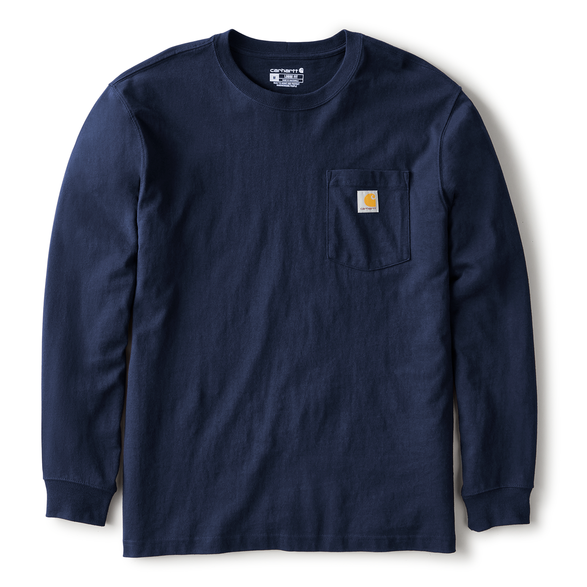 Carhartt Men's Dearborn Loose LS T-Shirt in navy, long sleeve cotton T-shirt with a relaxed fit and classic design.