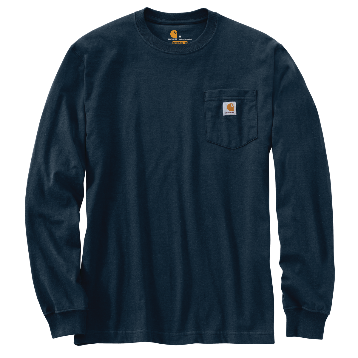Navy Carhartt Men's Dearborn Loose LS T-Shirt, casual long-sleeve tee with a relaxed fit and durable fabric.