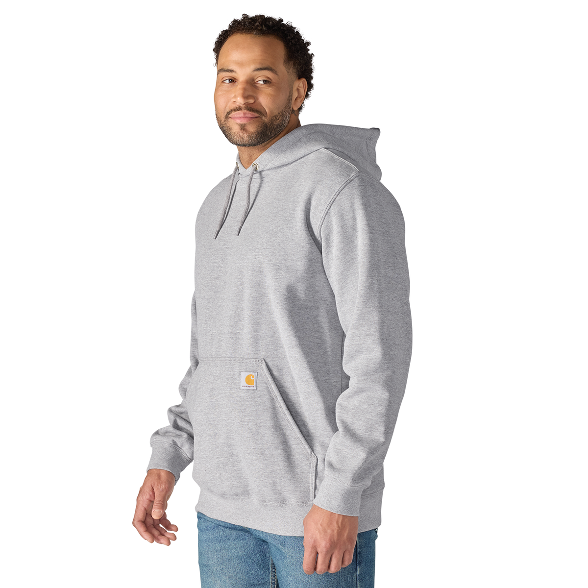 Carhartt Men's Marquette Sweatshirt in Heather Gray, casual sweatshirt with ribbed cuffs and crew neckline, soft and comfortable fabric