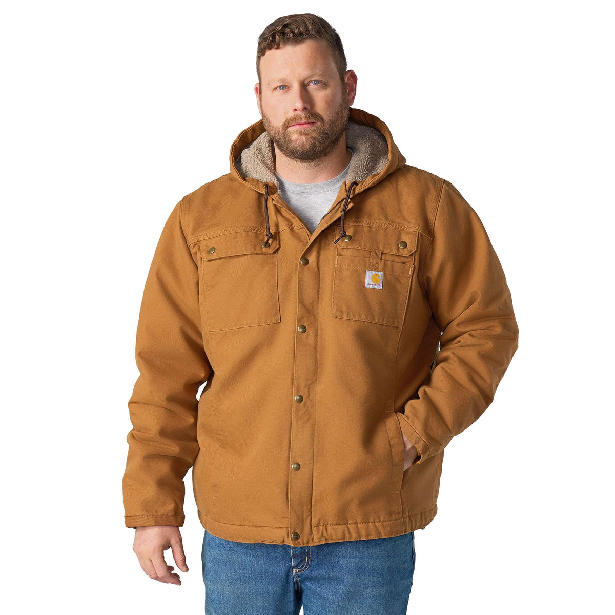 Carhartt Men's Bartlett Sherpa-Lined Utility Jacket, Carhartt Brown – front