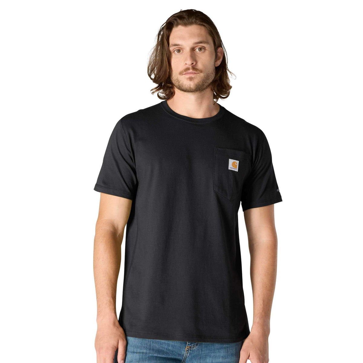 Carhartt Men's Force Relaxed Fit Short-Sleeve Pocket T-Shirt, Black – front