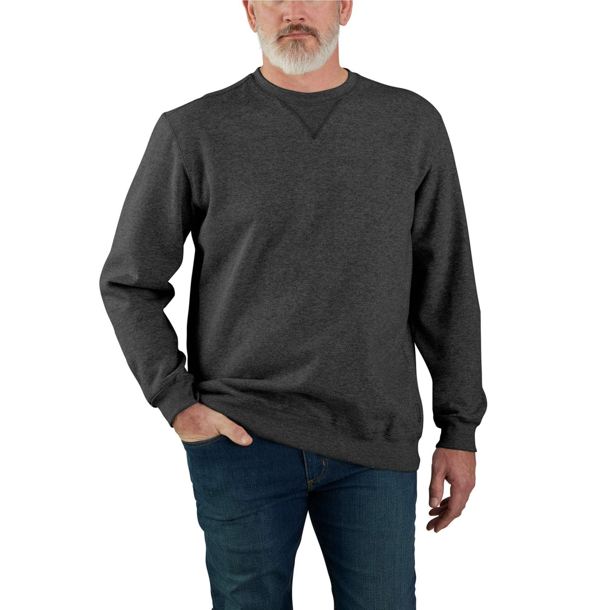 Carhartt Men's Loose Fit Midweight Marquette Crewneck Sweatshirt, Carbon Heather – front