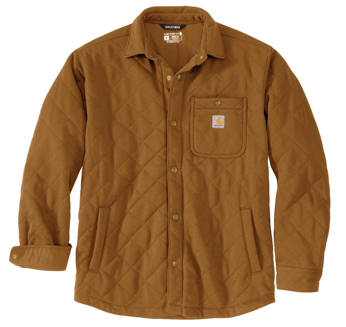 Carhartt Men's Rain Defender Heavyweight Quilted Snap Front Shirt Jac, Carhartt Brown – front