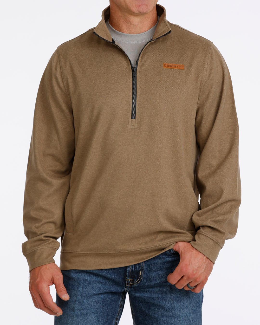 Cinch Men's 1/2 Zip Pullover, Brown – front