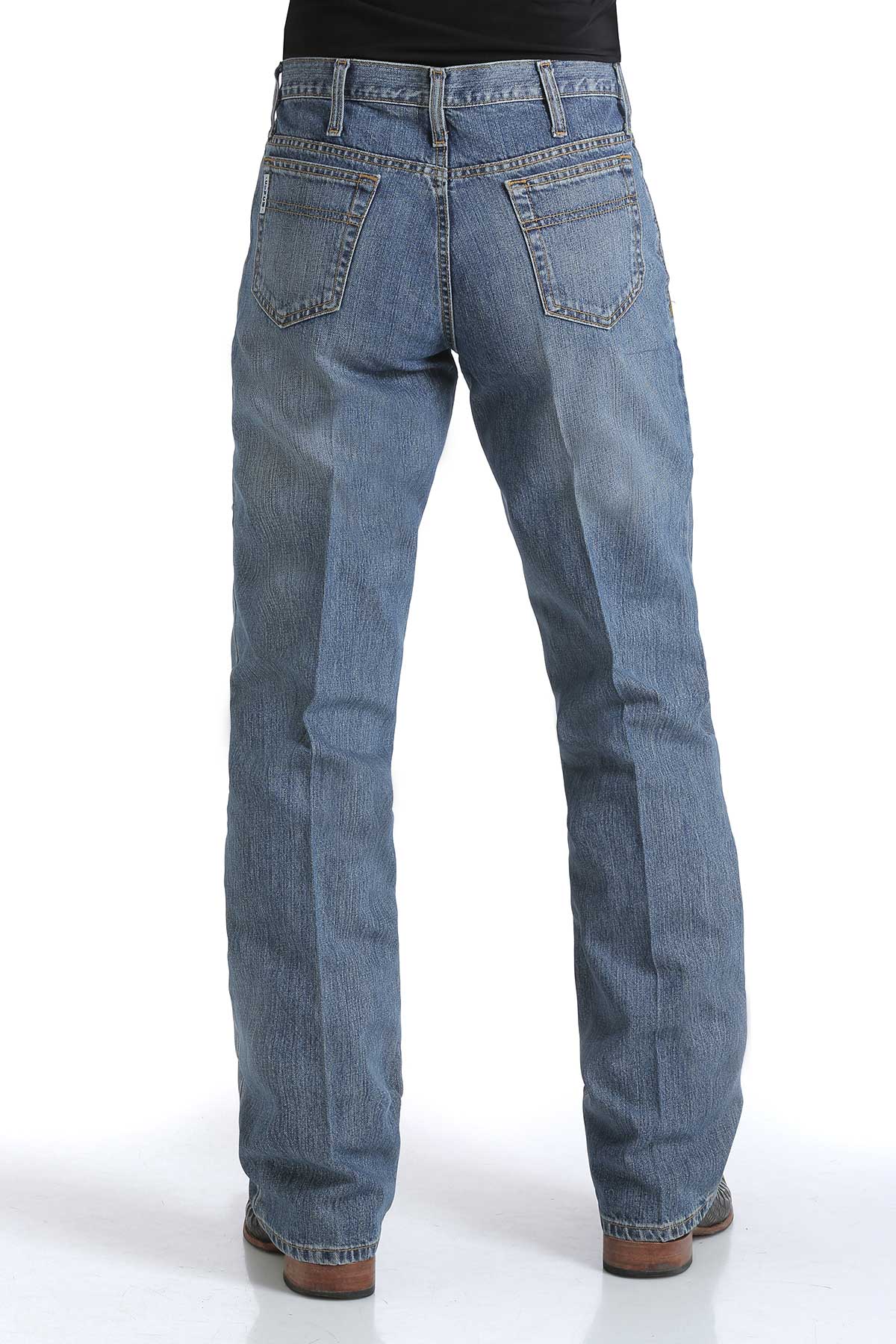 Cinch Men's White Label 003 Relaxed Fit Rigid Jean, Medium Stone – back