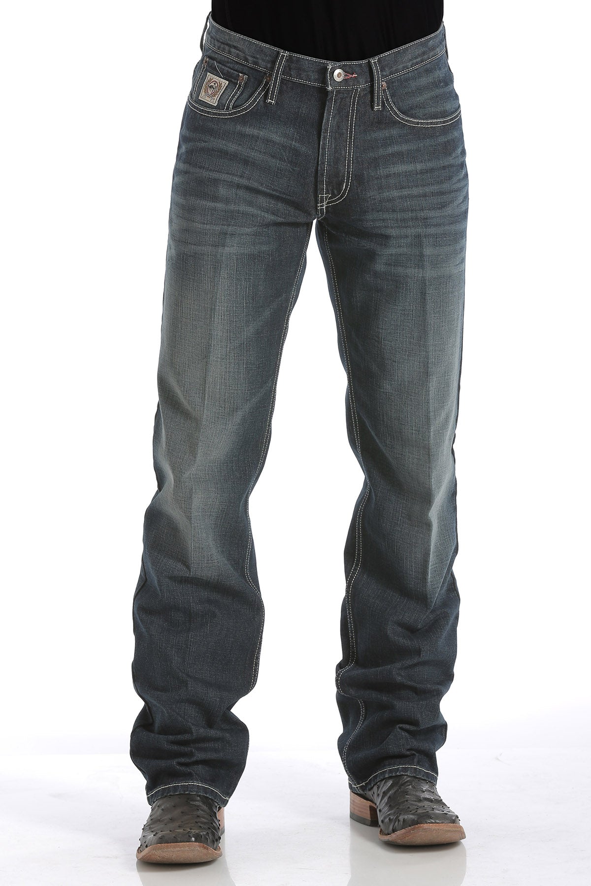 Cinch Men's White Label 019 Relaxed Fit Rigid Jean, Dark Stone – front