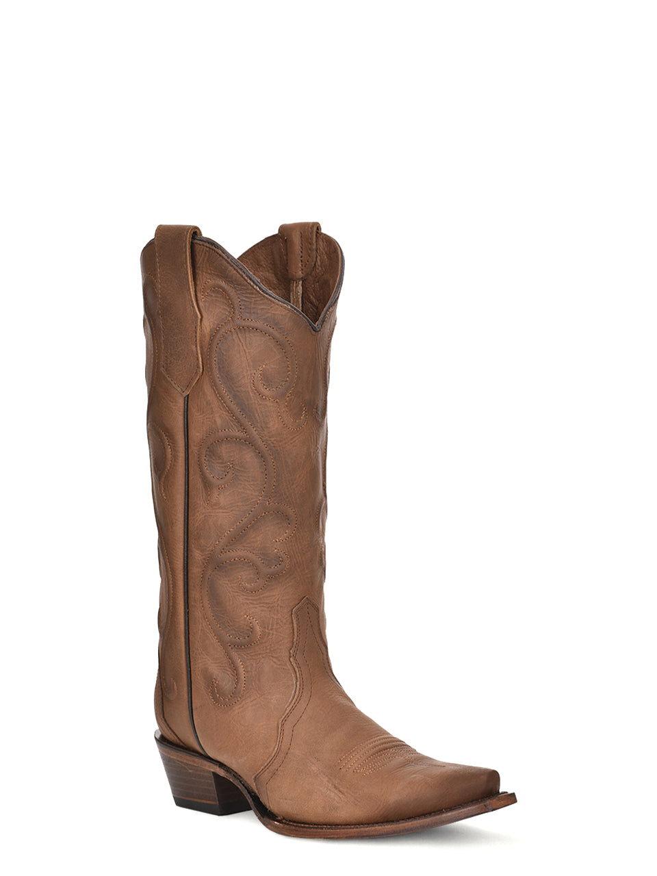 Circle G by Corral Women's Embroidered Snip Toe Boot, Cinnamon Brown – 3-4 front