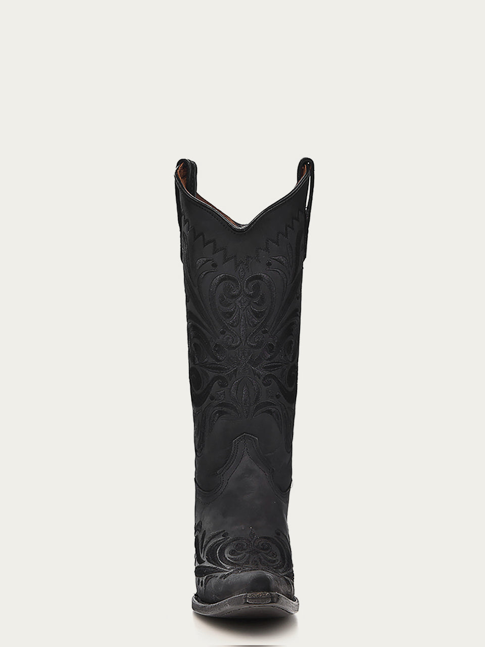 Circle G by Corral Women's Filigree Embroidery Snip Toe Cowboy Boot, Black – front