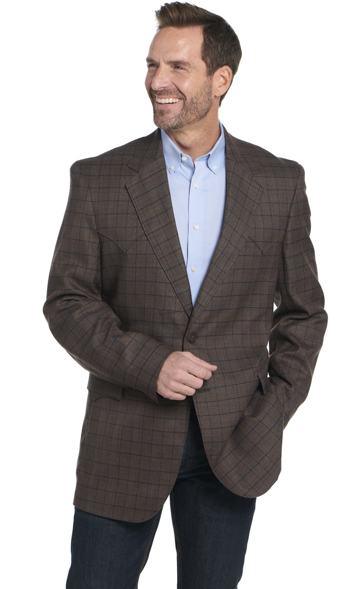 Circle S Mens Brown Plaid CC4648 - view 1