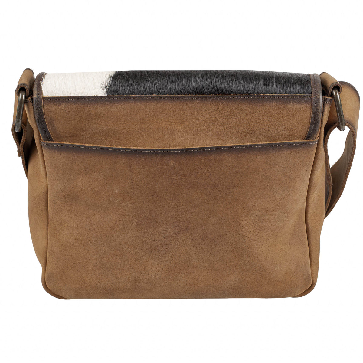 Brown cowhide Della crossbody bag by STS Ranchwear with adjustable strap and Western-inspired design.