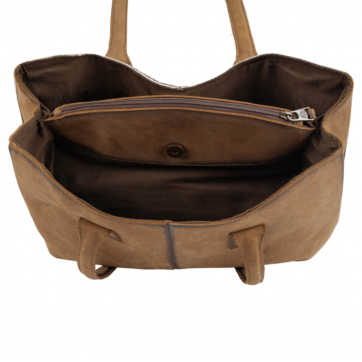 Cowhide Josie Tote bag by STS Ranchwear featuring mixed cowhide leather and spacious interior for everyday use.