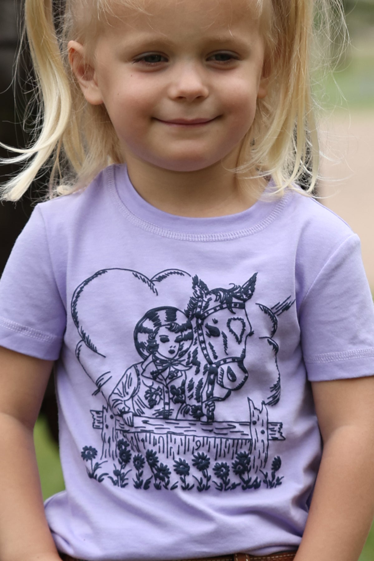Cruel Denim Girls' Toddler Short Sleeve Graphic Tee, Lilac – close-up