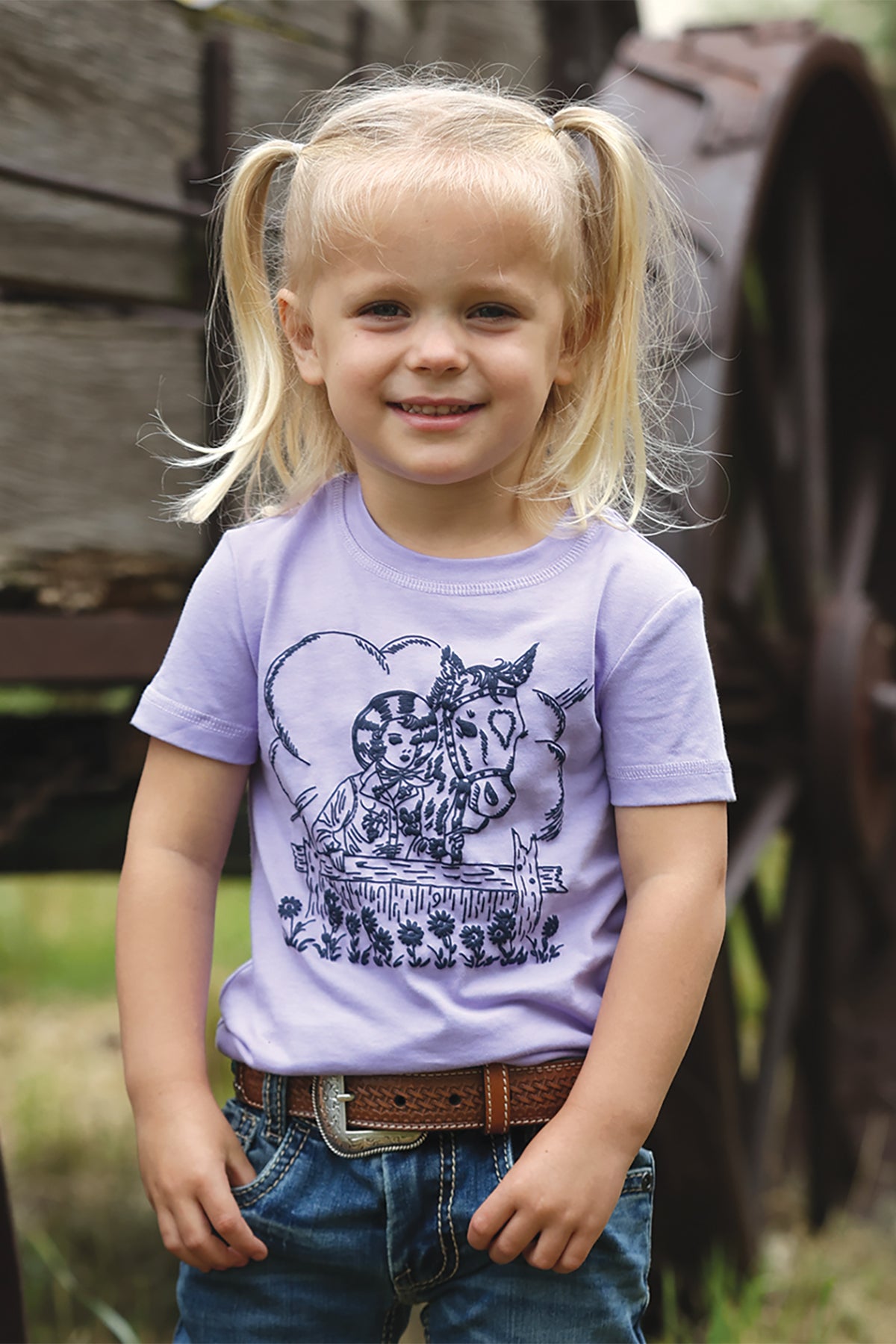 Cruel Denim Girls' Toddler Short Sleeve Graphic Tee, Lilac – front