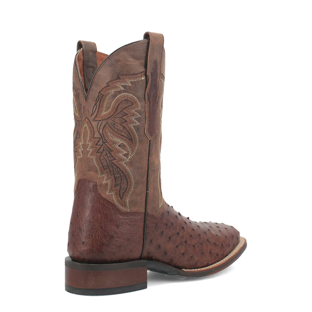 Dan Post Men's Alamosa Full Quill Ostrich Boot, Chocolate – 3-4 back inside
