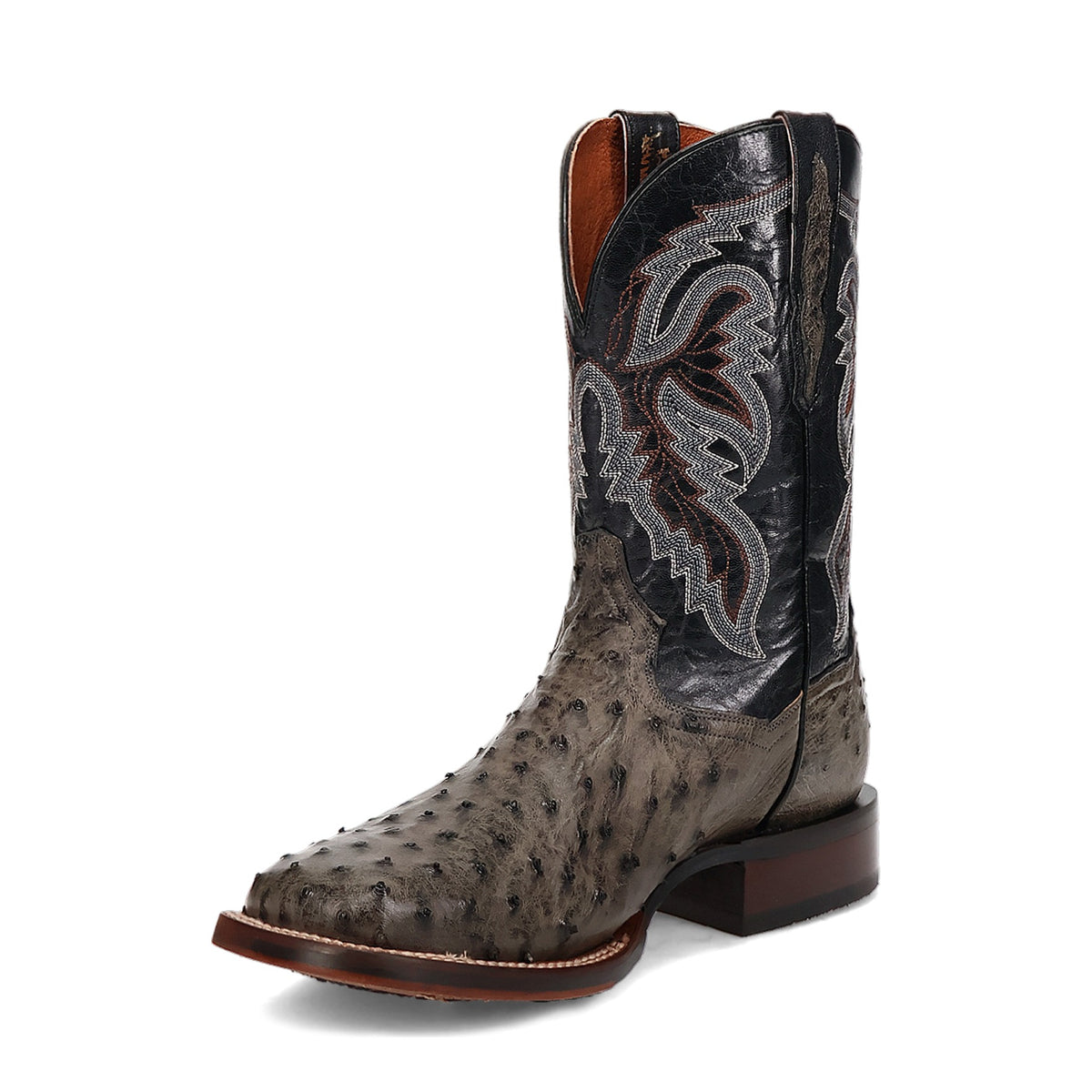 Dan Post Men's Alamosa Full Quill Ostrich Boot, Grey – 3-4 front inside