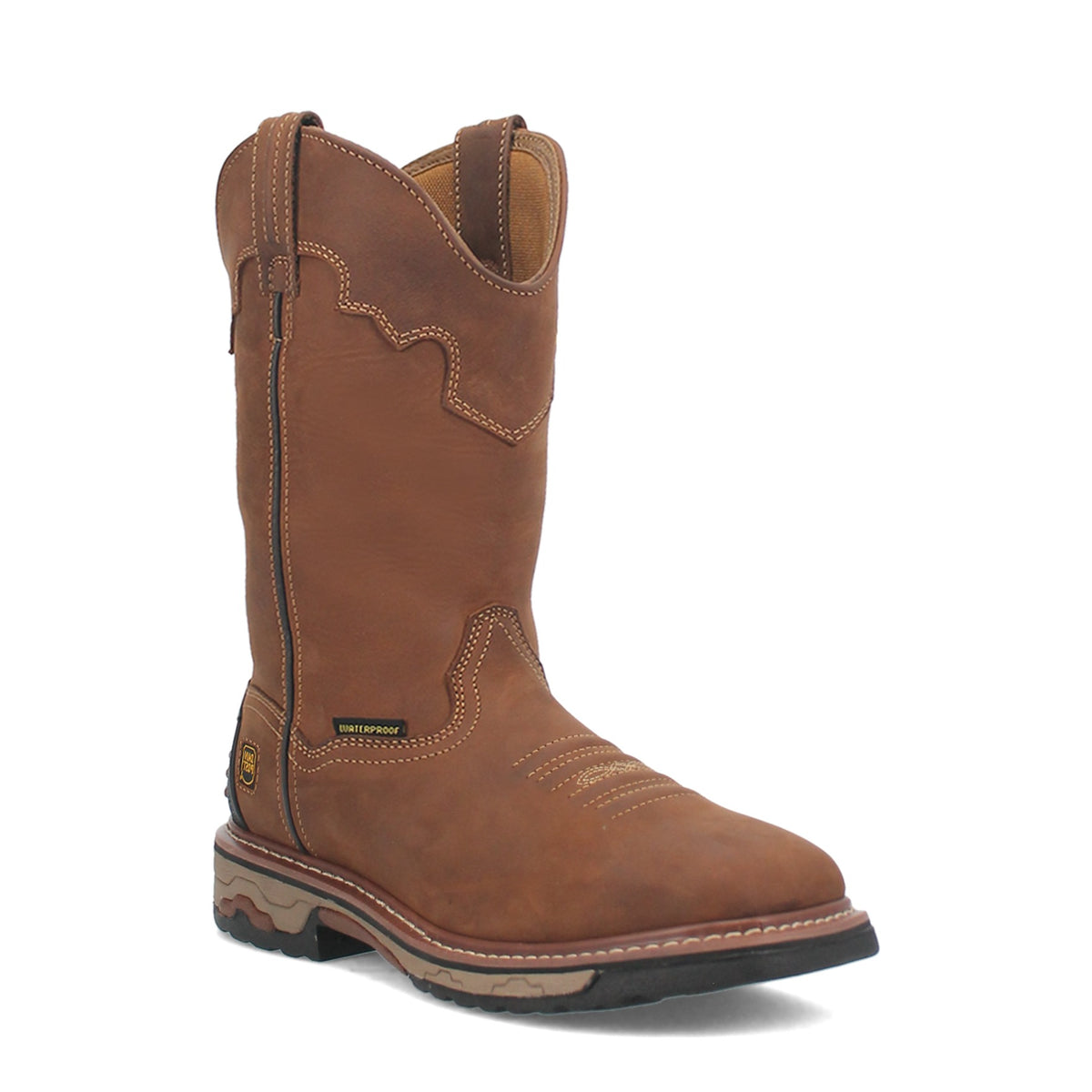 Dan Post Men's Blayde Steel Toe Waterproof Leather Boot, Saddle Tan – 3-4 front