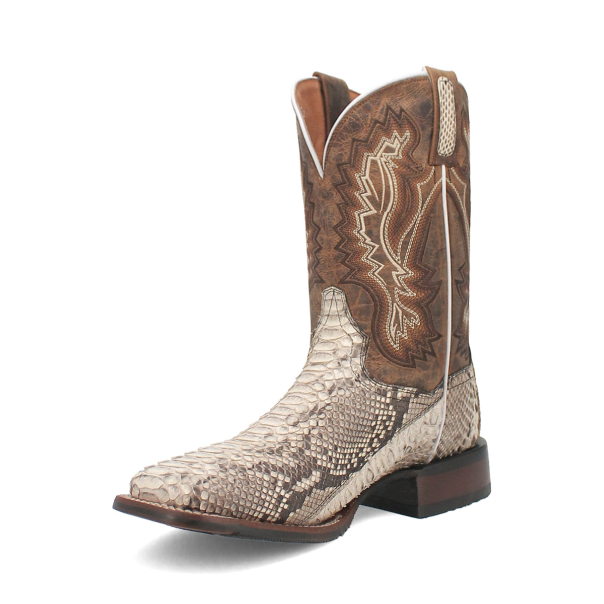 Dan Post Men's Brutus Python Boot, Natural/Brown – 3-4 front inside