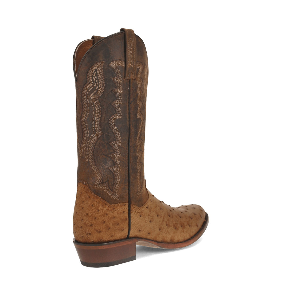 Dan Post Men's Gehrig Full Quill Ostrich Boot, Saddle – 3-4 back inside