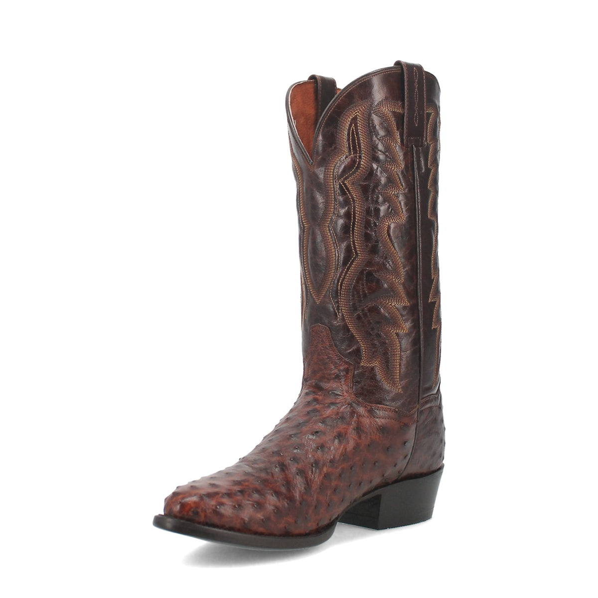 Dan Post Men's Pershing Full Quill Ostrich Boot, Brass – 3-4 front inside