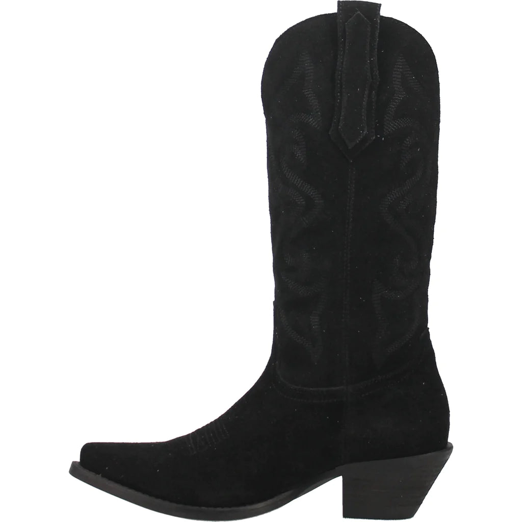 Black Dingo Women's Out West boots featuring stylish Western design and pointed toe on smooth leather.