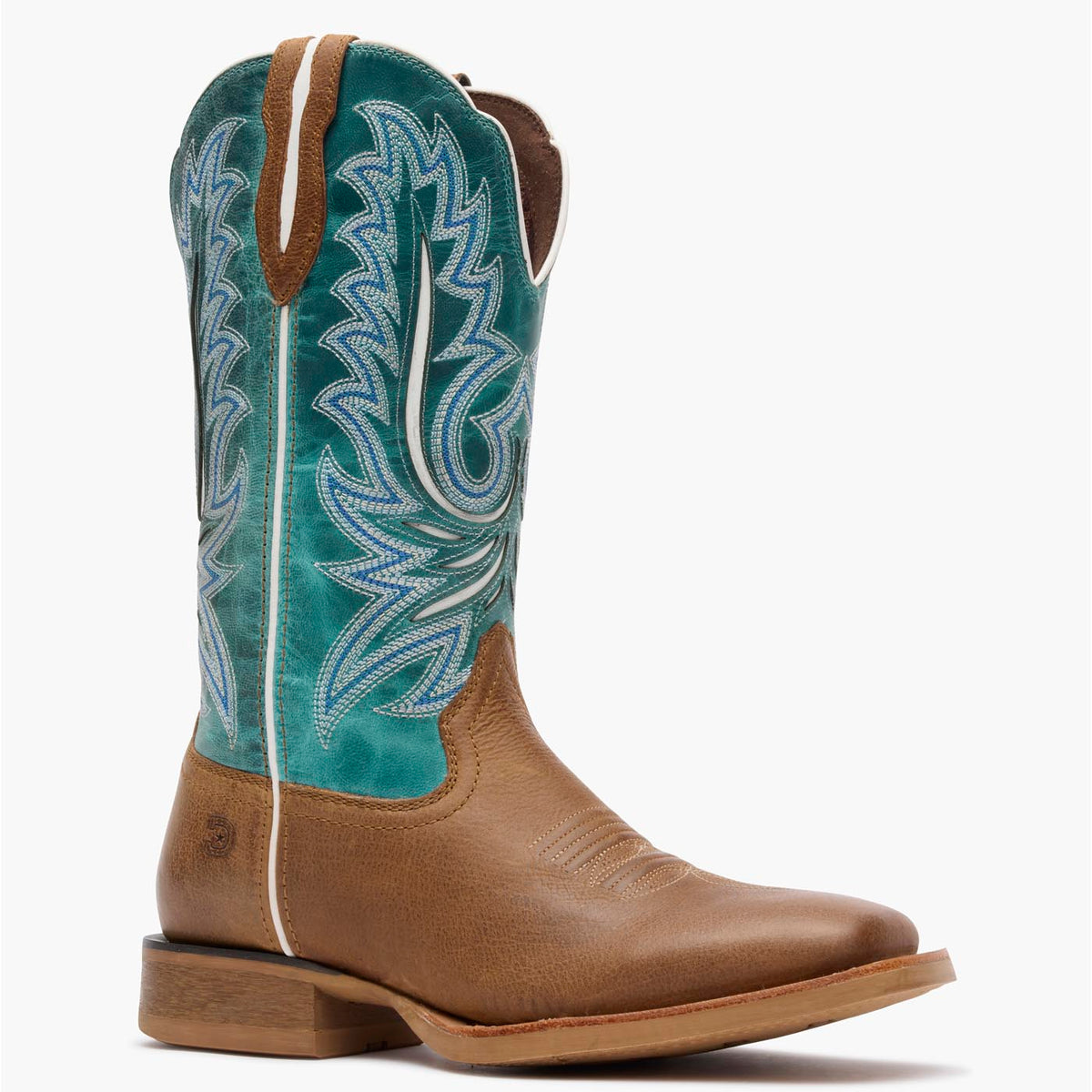 Durango Women's Lady Rebel Pro Gingersnap and Ocean Blue Western Boot, 12-inch square toe cowboy boot.