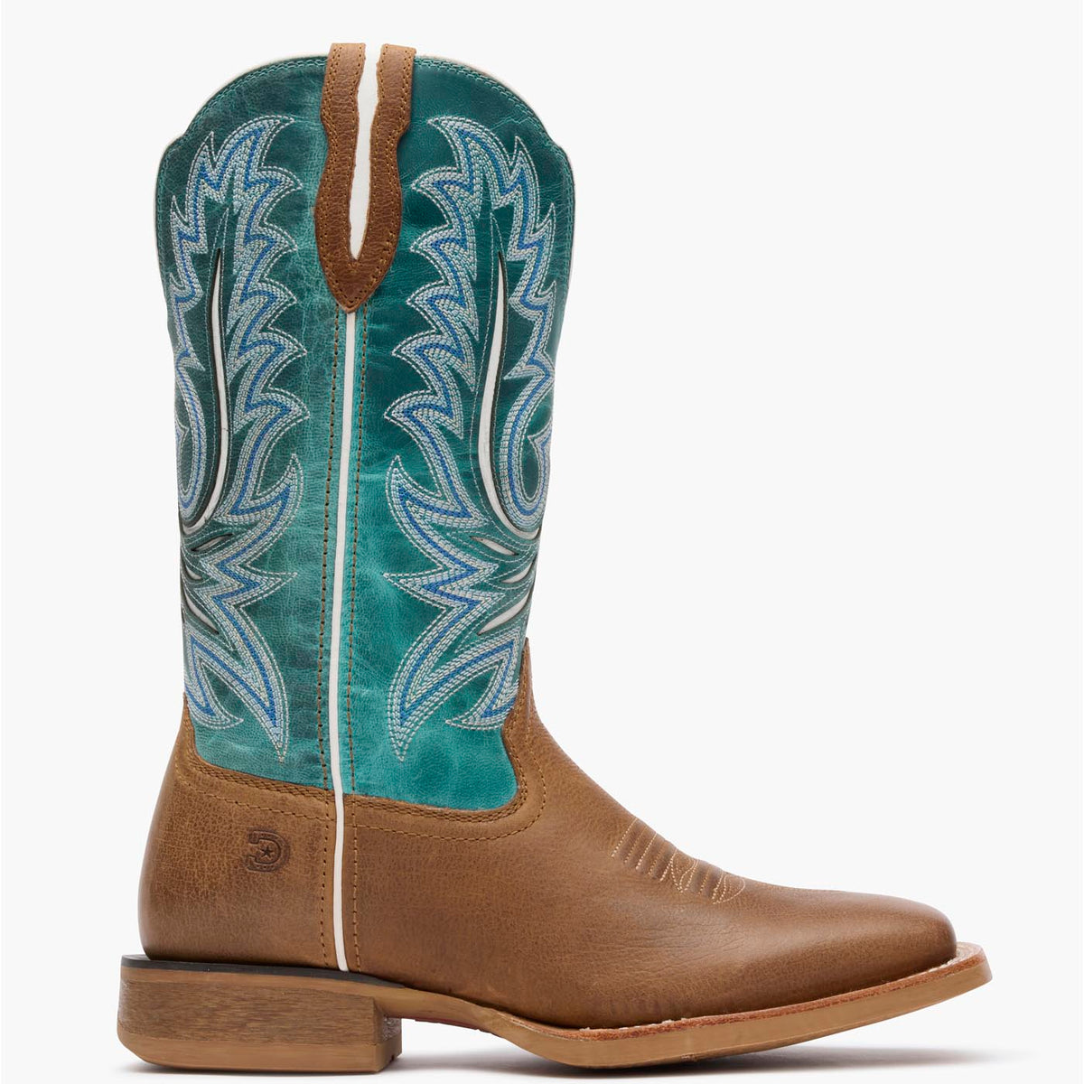 Durango Women's Lady Rebel Pro Gingersnap and Ocean Blue Western Boot side profile.