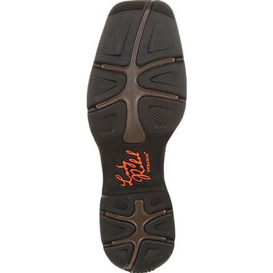 Durango Women's Rebel Waterproof Composite Toe Work Boot, tan with red shaft – sole