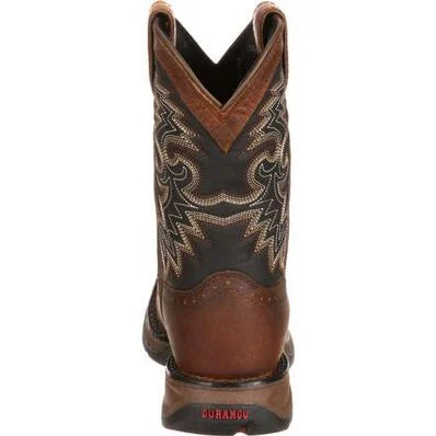 Durango Little Kid Western boots in tan and black leather with classic Western styling for kids.