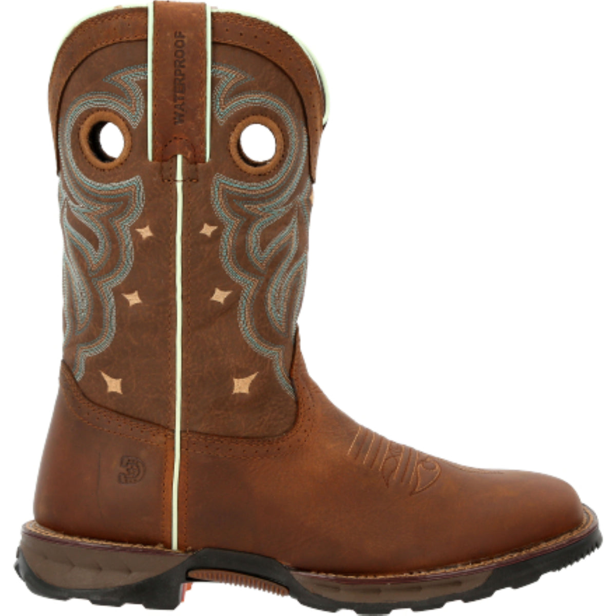 Durango Maverick women's waterproof work boots with rugged leather exterior and sturdy rubber soles.