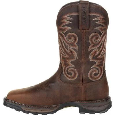 Durango Men's Maverick XP Steel Toe Waterproof Work Boot, brown – side, opposite boot