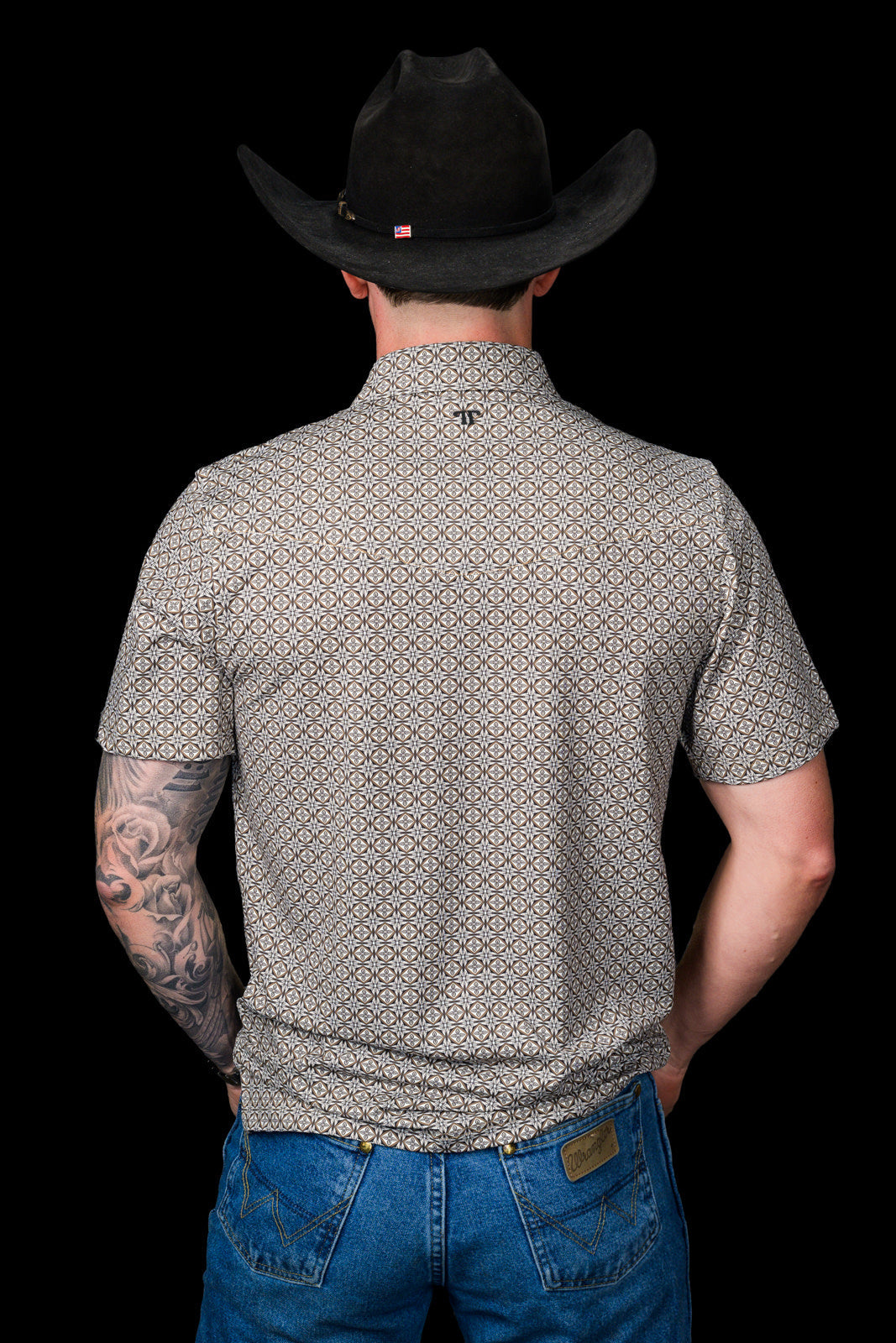 Ferrell Brand Men's Archer Pearl Snap Polo, Cream – back