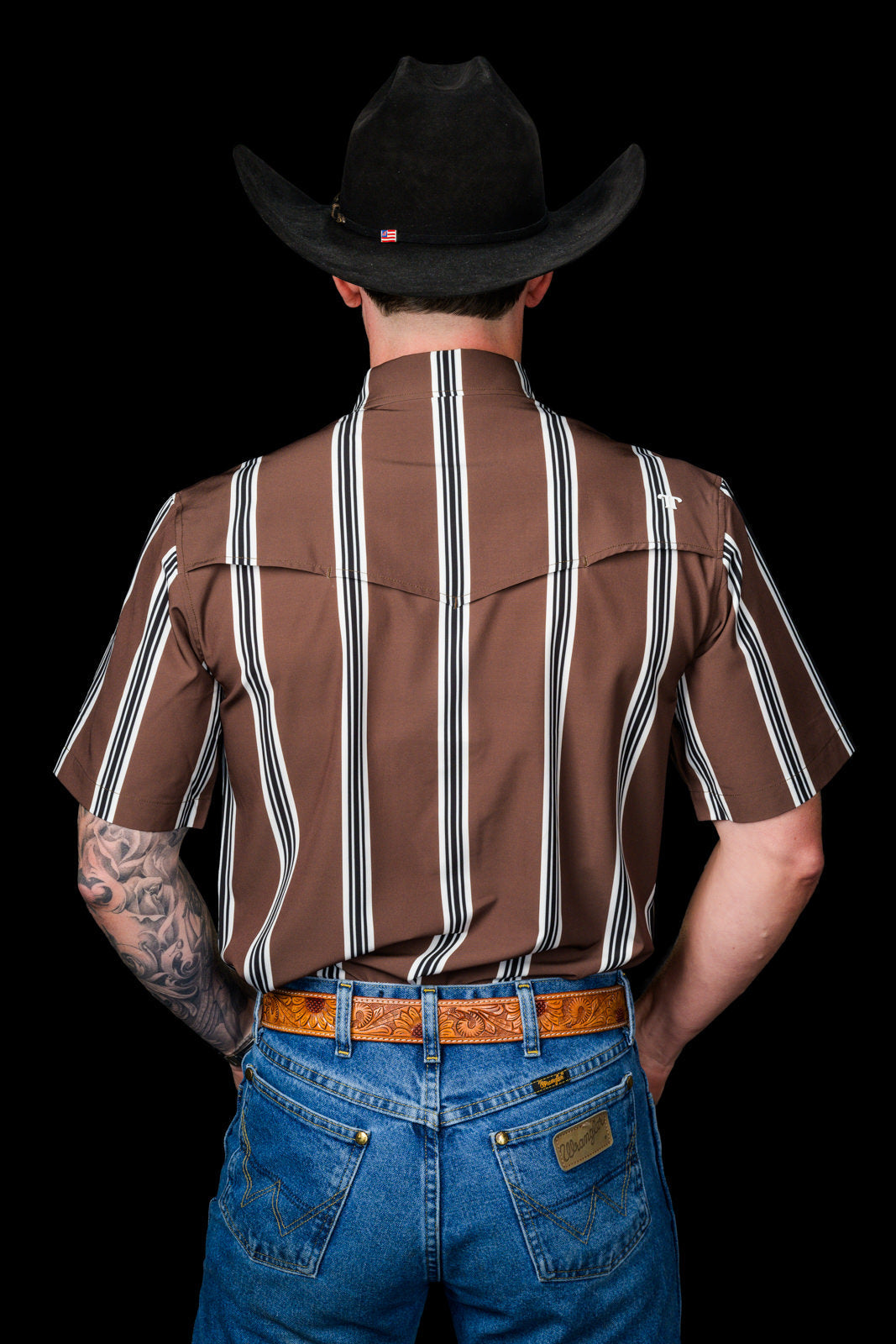 Ferrell Brand Men's Hatfield Pearl Snap Short Sleeve Shirt, Brown – back
