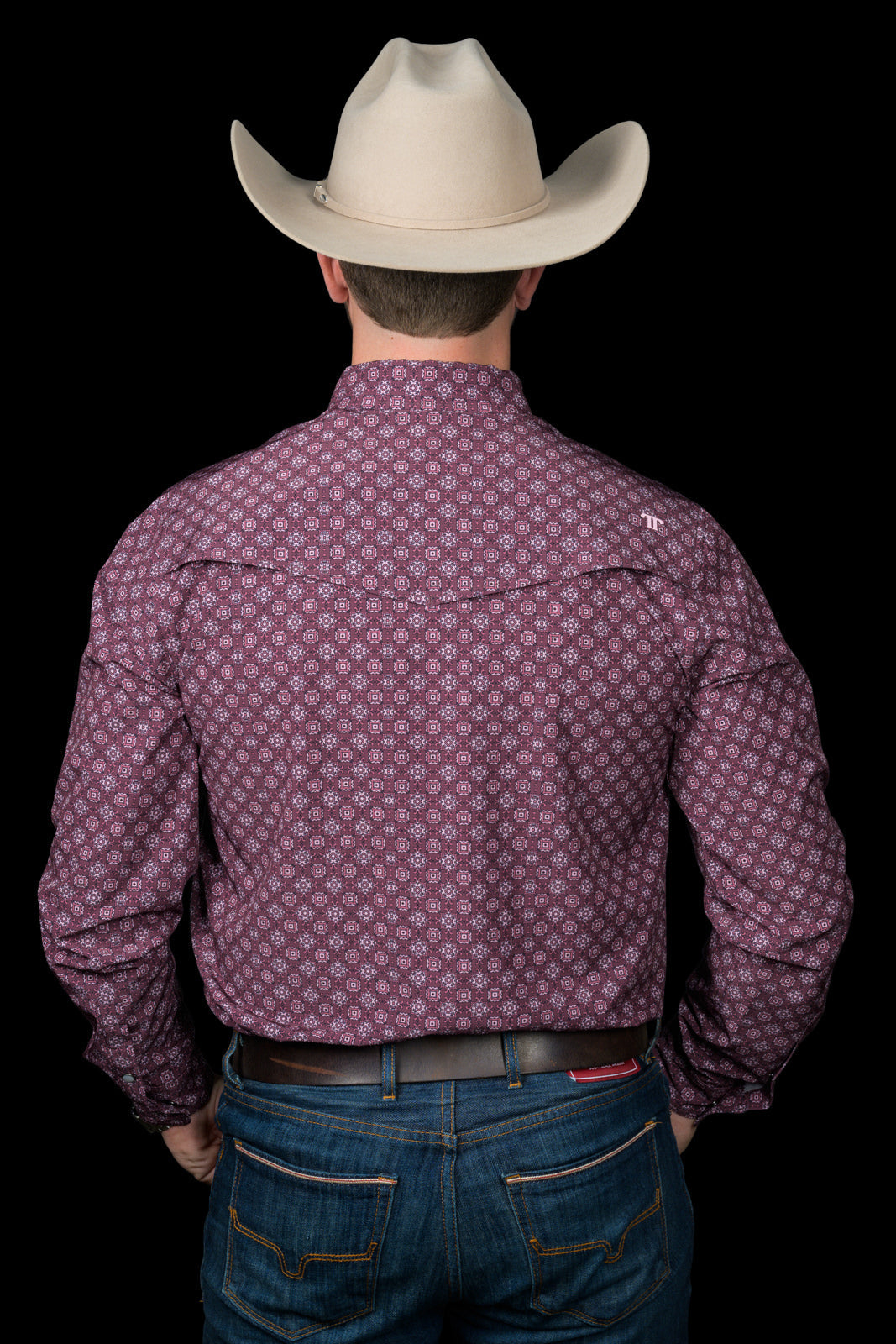 Ferrell Brand Men's Sutton Pearl Snap Long Sleeve Shirt, Maroon – back