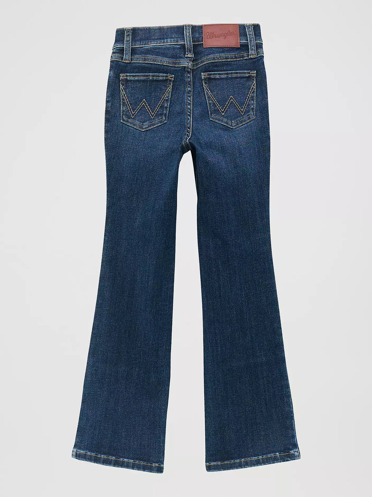 Girl's Wrangler BESPOKE Bootcut Jean in Lacey, denim jeans with a classic bootcut style and detailed stitching.