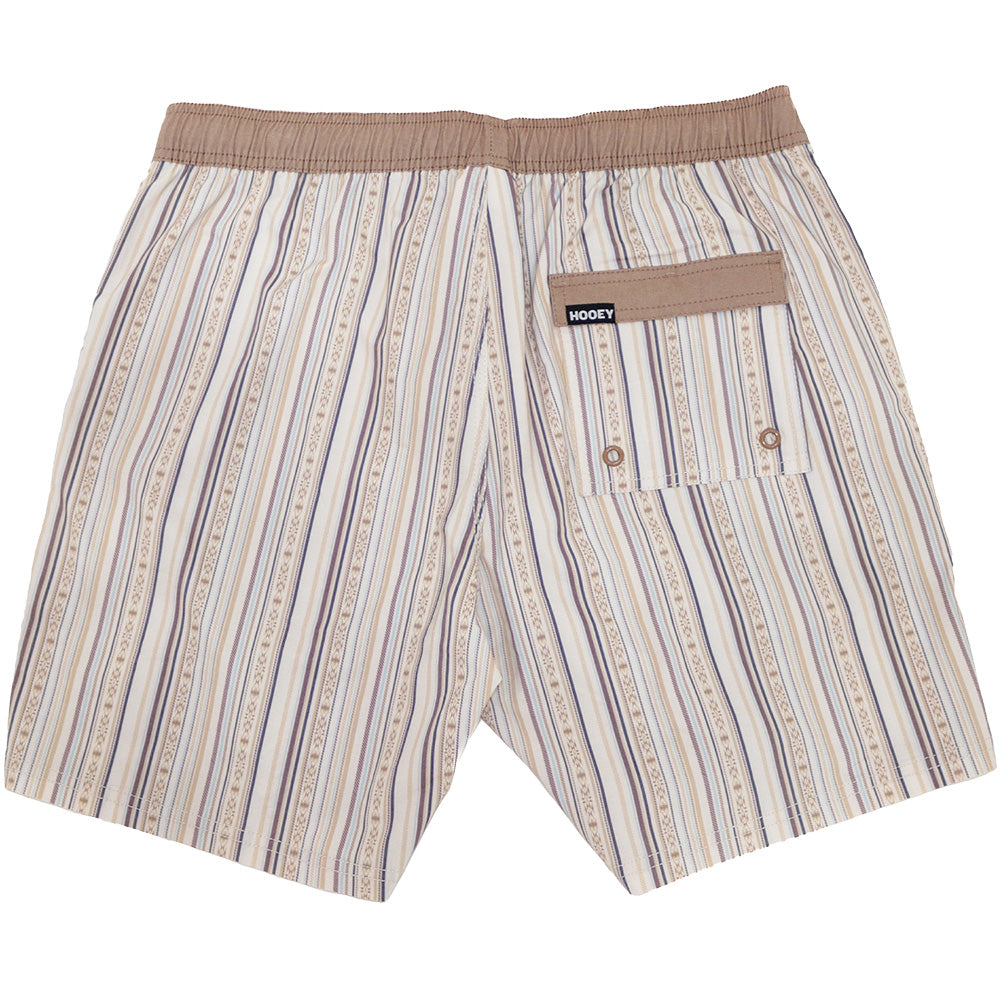 Hooey Breaker boardshort in cream and stripe design, lightweight with elastic waistband and surf-inspired style.