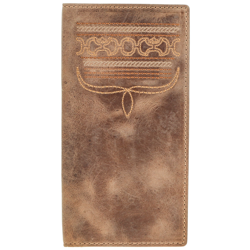 Hooey Dalton rodeo wallet in smooth brown leather with detailed stitching, featuring multiple card slots and a classic design.