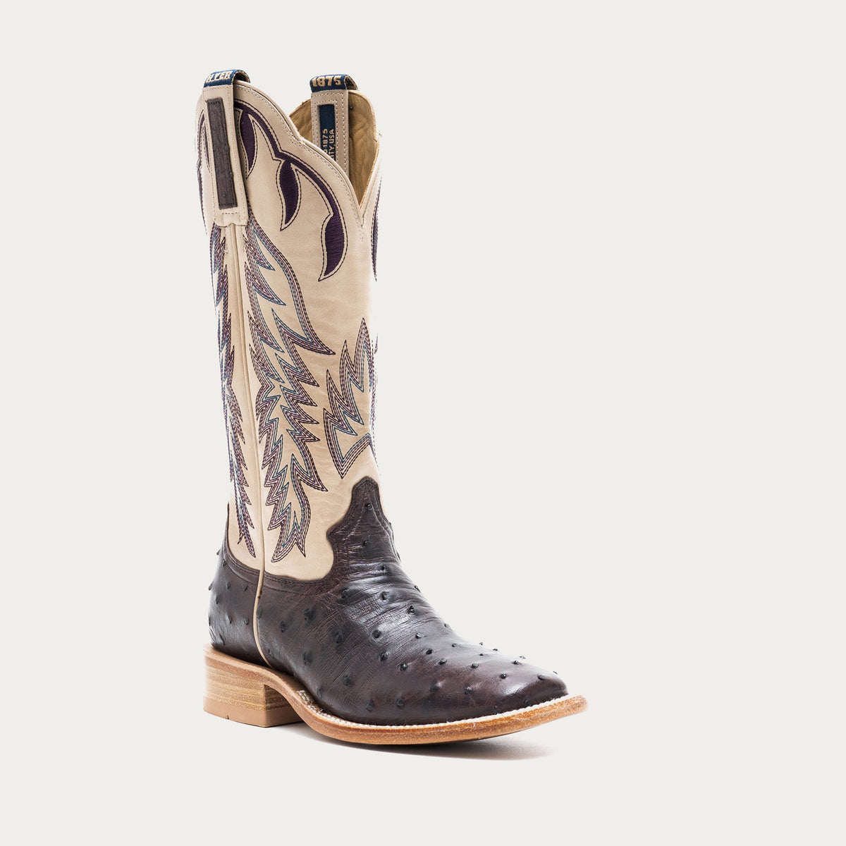 HYER Women's Harper Boot in purple and white, stylish ankle boot with lace-up design and chunky heel.