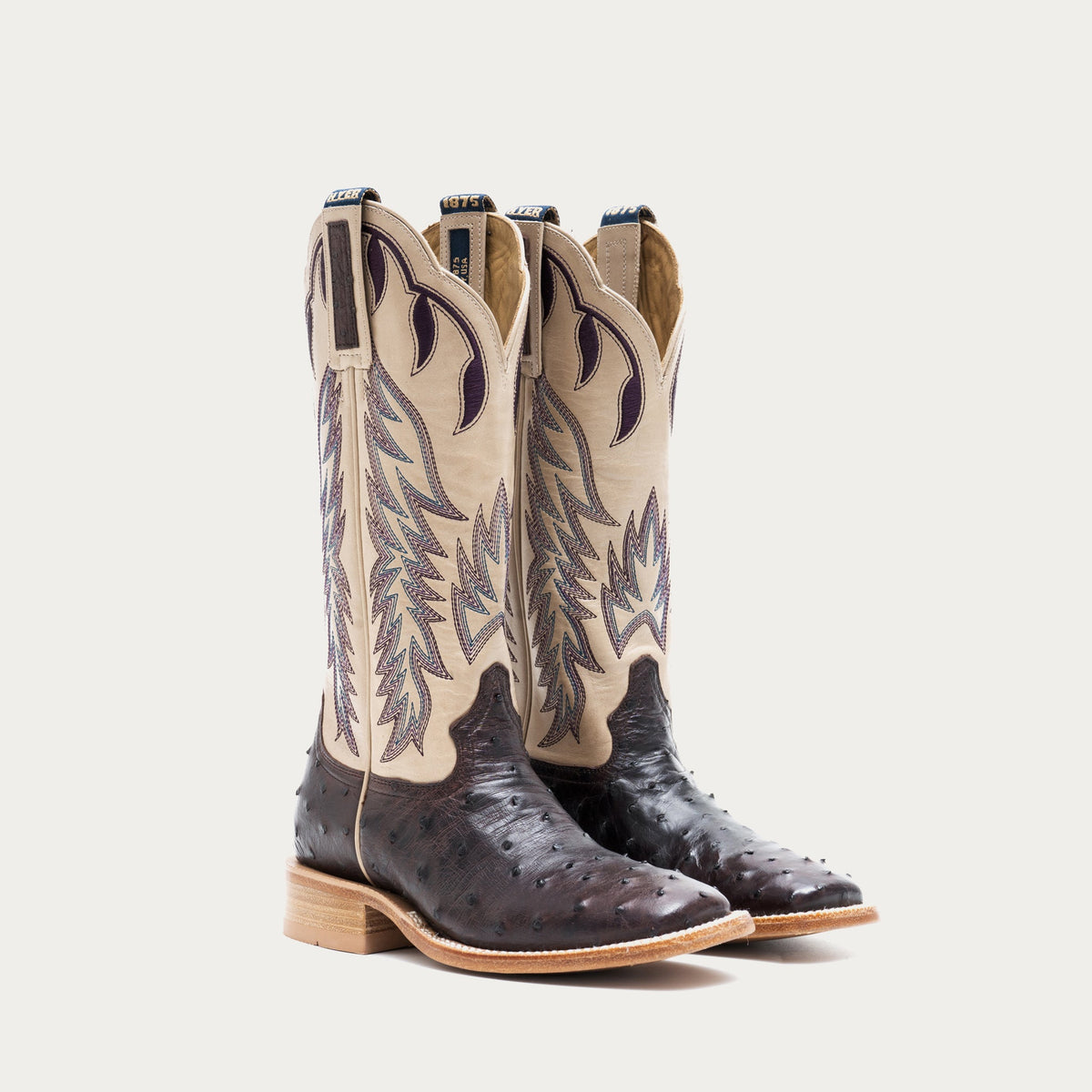 Women's HYER Harper Boots in purple and white with a stylish ankle-high design and chunky heel.