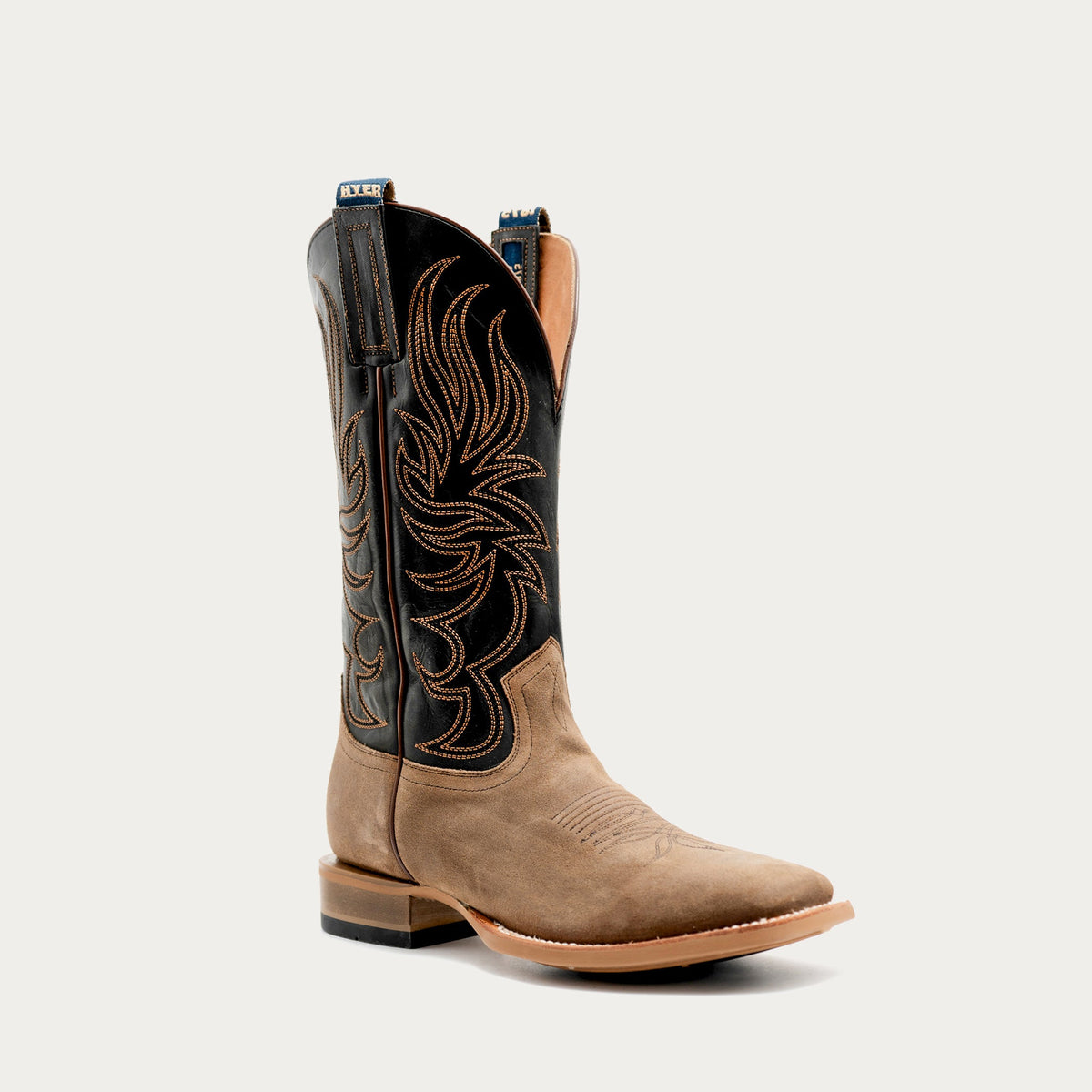 HYER Men's Axtell 13" Western Boot, Tan/Black – 3-4 front