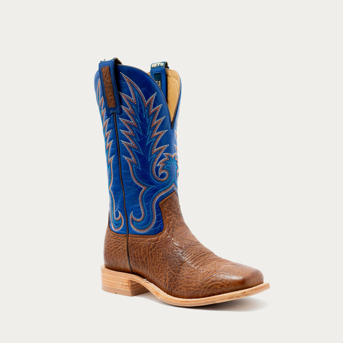 HYER Men's Kincaid 13" Western Boot, Brown/Blue – 3-4 front