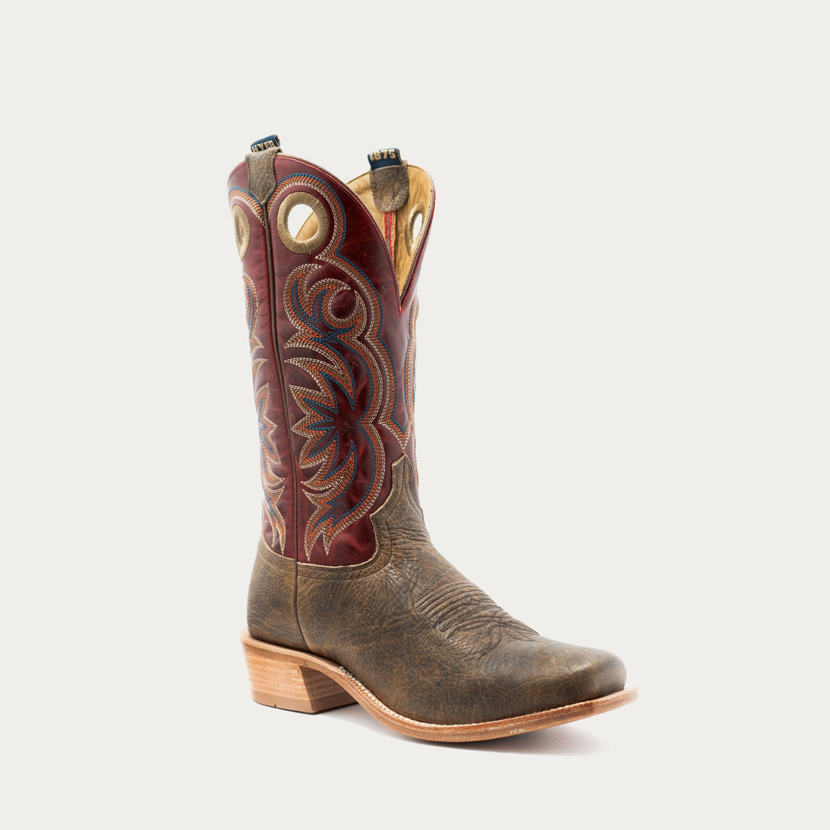 HYER Men's Riley 13" Western Boot, Tan/Red – 3-4 front