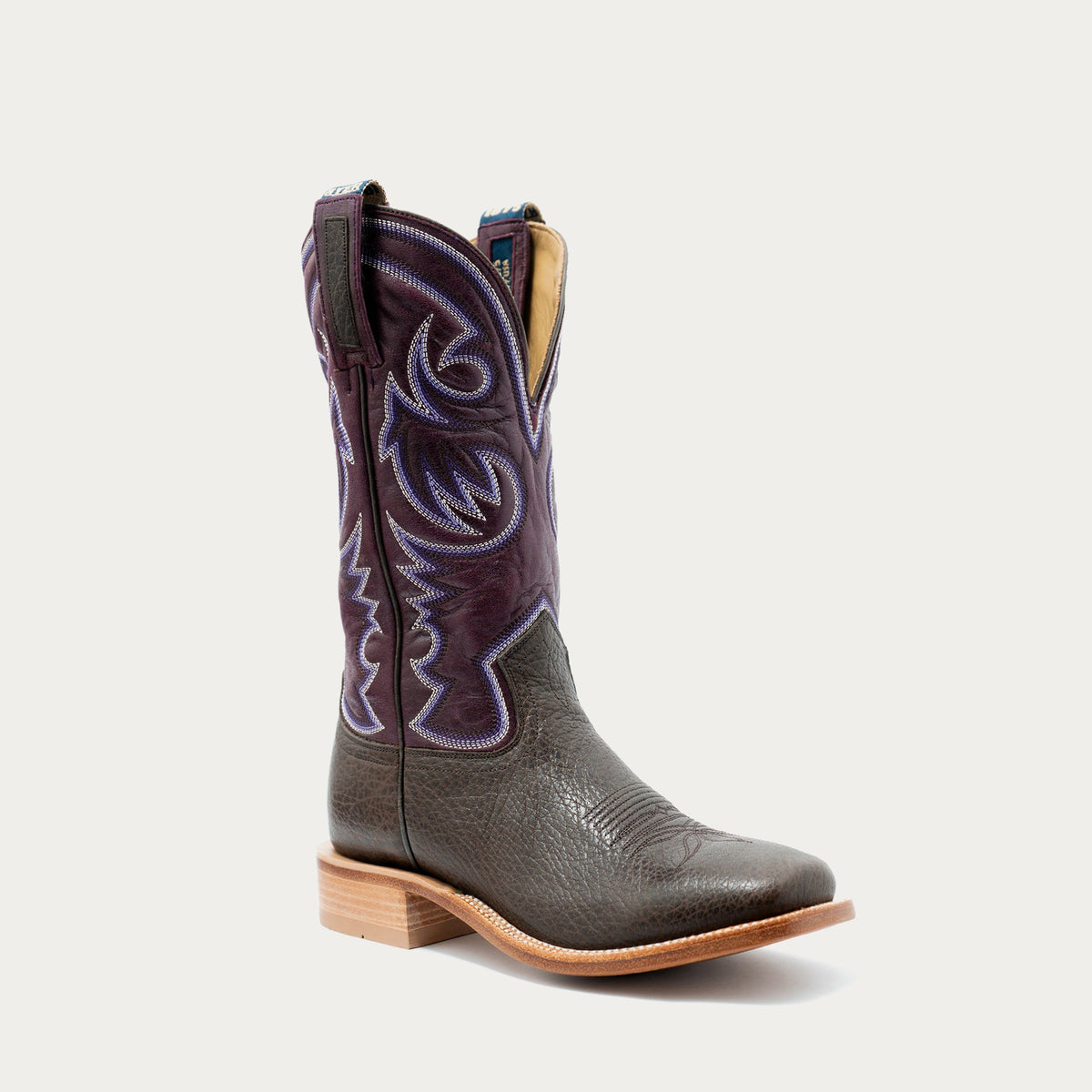 HYER Men's Sawyer 13" Western Boot, Brown/Purple – 3-4 front