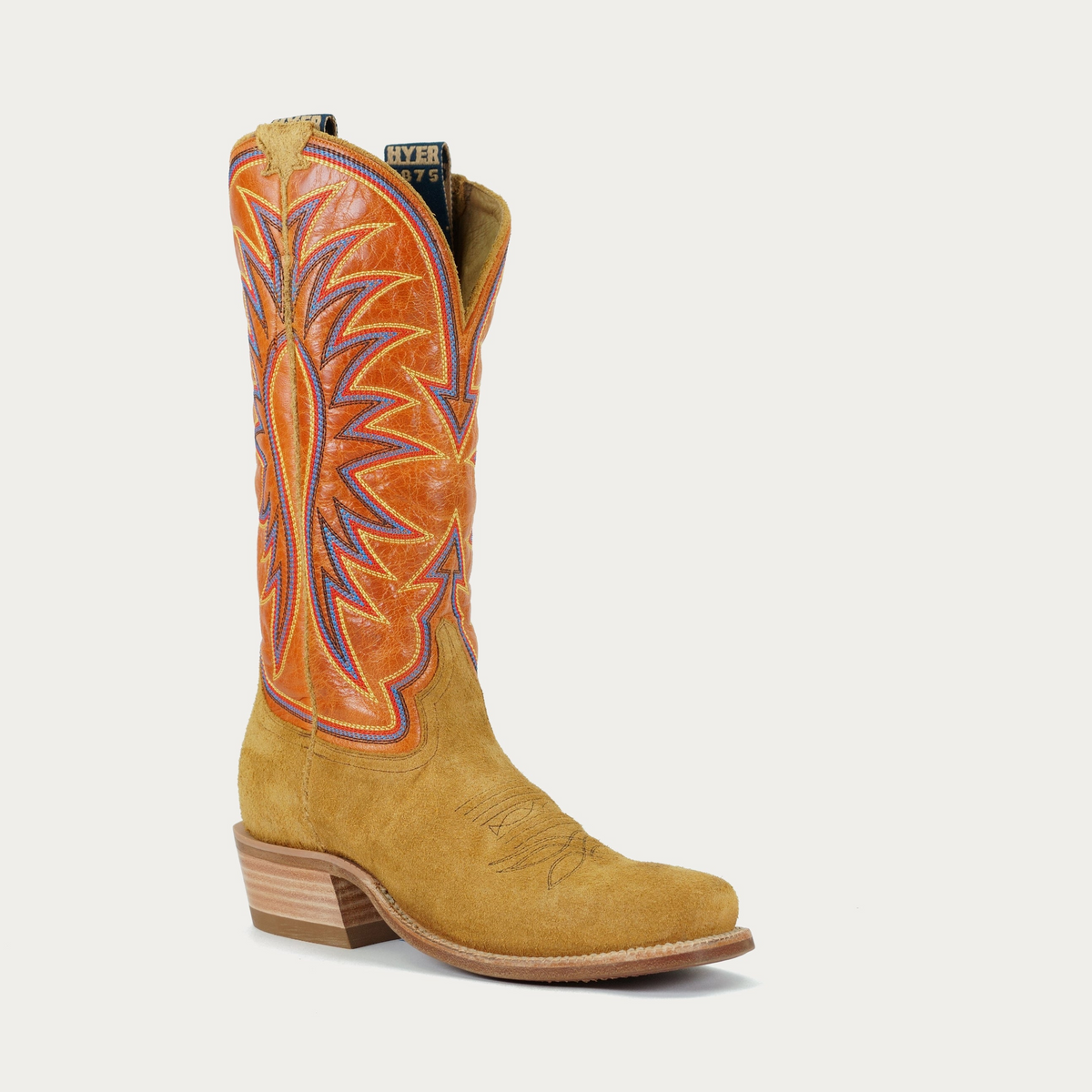 HYER Men's Spearville 13" Western Boot, Bronze/Tangerine – 3-4 front