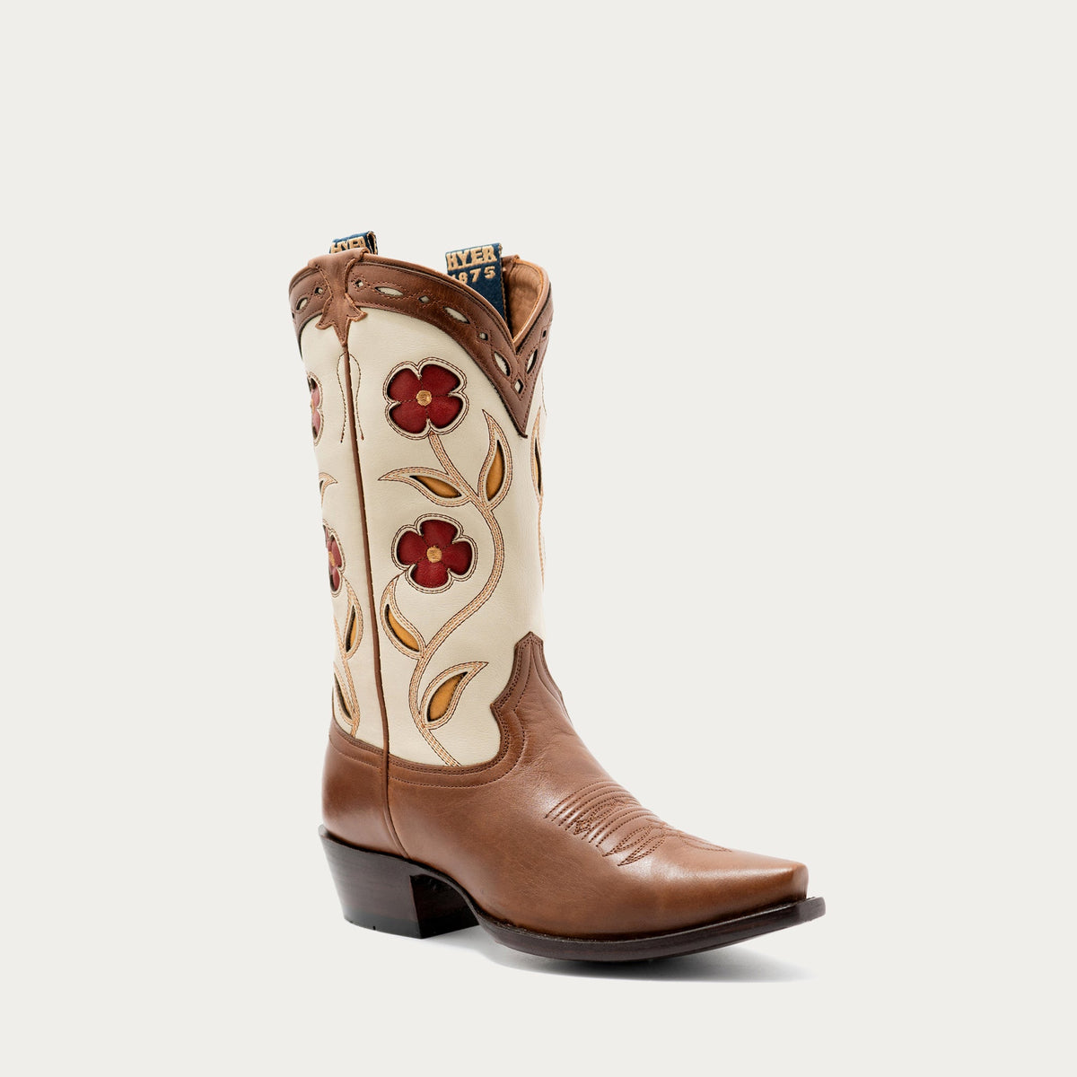 HYER Women's Hope 11" Western Boot, Tan/White – 3-4 front