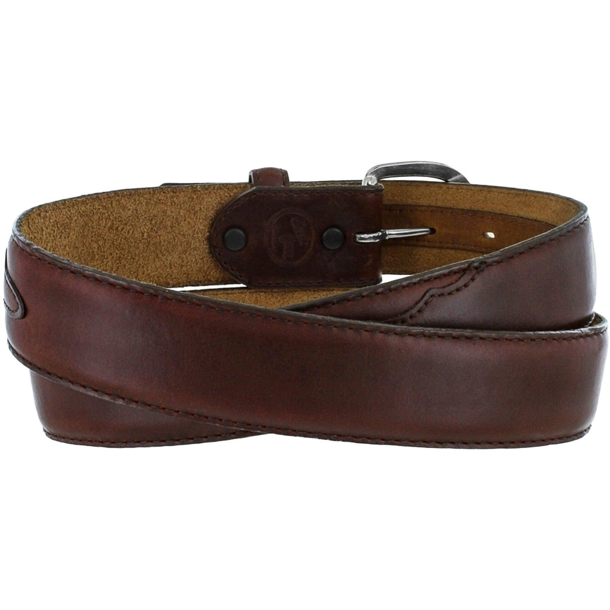 Leegin Justin Classic Western Belt with engraved buckle, black leather strap, style No. 53717, for men.